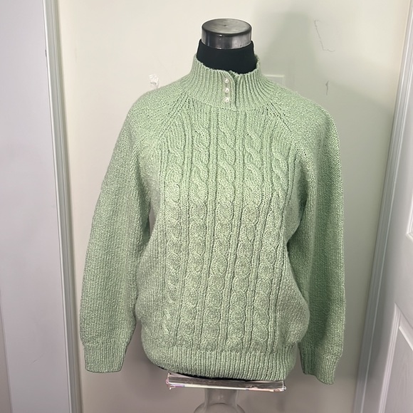 Karen Scott Chic Cable Knit Sage Green Sweater Size Small - Picture 7 of 16